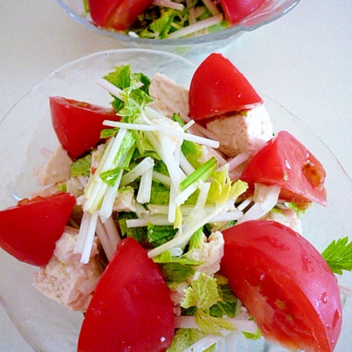 豆腐と水菜とトマトのサラダ♪